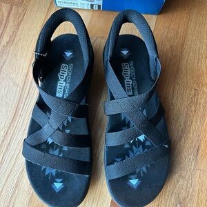 Skechers Girls Black Strappy Slip-Ins Sandals